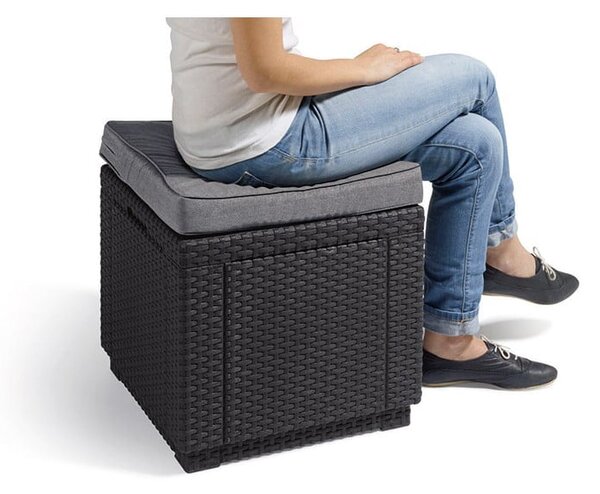 Sötétszürke kerti puff Cube – Keter