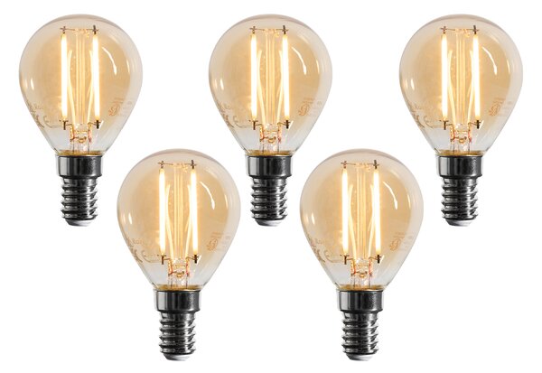 5 darabos E14 dimmelhető LED izzó készlet G45 arany 4W 330 lm 2100K