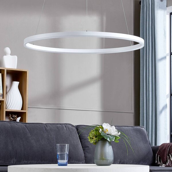 Arcchio Albiona LED lógó világítás, fehér, 1 gyűrű, Ø 80 cm, dimmelhető, Fehér / opál, Konyha, fém, Modern