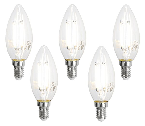 5 darabos Smart E14 LED izzókészlet C35 átlátszó 4,2W 470 lm 2700-6500K