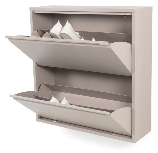 Szürkésbarna fém billenő ajtós cipőtartó 75x77,5x22,5 cm Billy – Spinder Design