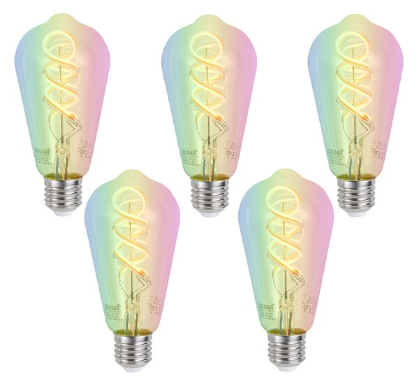 5 db Okos E27 Dimmelhető LED Izzó ST64 Átlátszó RGBW 4W 250lm 2700K