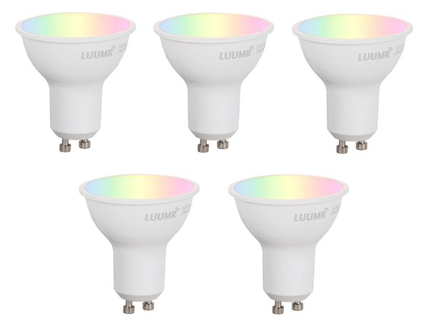 5 darabos Smart GU10 50mm-es dimmelhető LED izzókészlet, opál, 4,7W, 400 lm, 2700-6500K