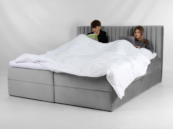 LAMELLA kárpitozott boxspring ágy - szürke Méret: 140x200