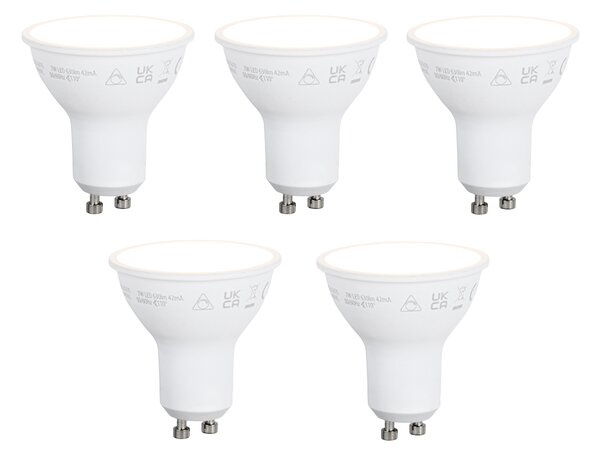 5 darabos Smart GU10 50 mm-es dimmelhető LED izzókészlet, opál, 7W, 630 lm, 2700K