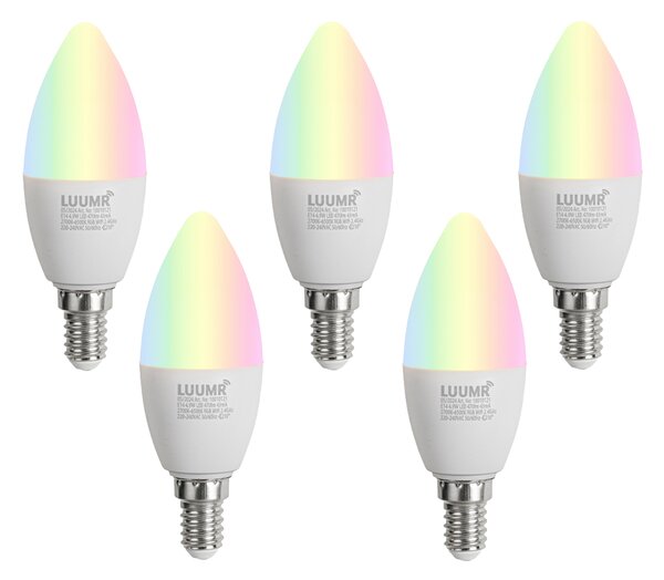 5 darabos Smart E14 LED izzókészlet C37 Opál RGBW 4,9W 470 lm 2700-6500K