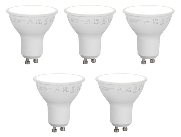 5 darabos Smart GU10 50mm-es dimmelhető LED izzókészlet, opál, 7W, 630 lm, 4000K