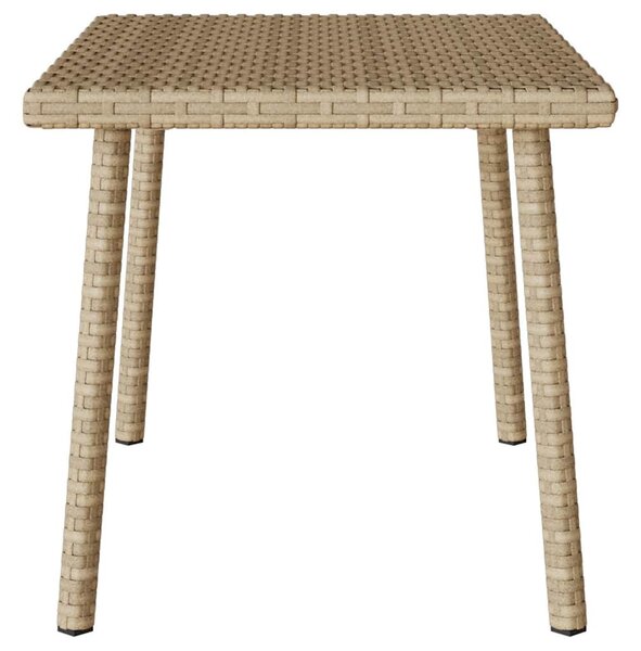 Téglalap bézs polyrattan kerti dohányzóasztal 60x40x37cm
