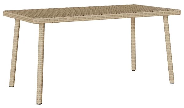 Téglalap bézs polyrattan kerti dohányzóasztal 80x40x37cm