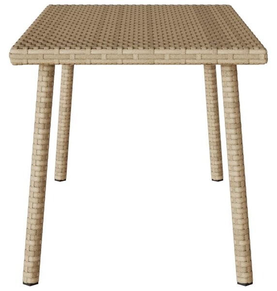 Téglalap bézs polyrattan kerti dohányzóasztal 80x40x37cm