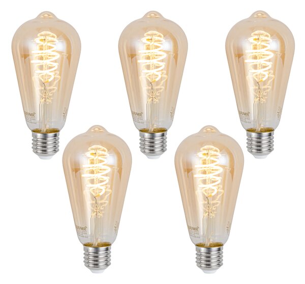 5 db Okos E27 Dimmelhető LED Izzó ST64 Borostyán 4.9W 320lm 2500K