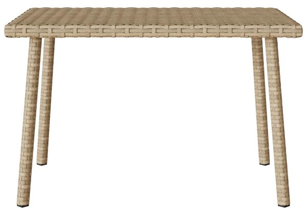 Téglalap bézs polyrattan kerti dohányzóasztal 60x40x37cm