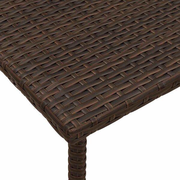 Téglalap barna polyrattan kerti dohányzóasztal 60x40x37cm