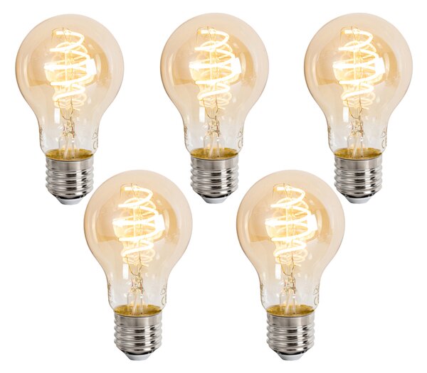 5 db Okos E27 Dimmelhető LED Izzó A60 Borostyán 4.9W 320lm 2500K