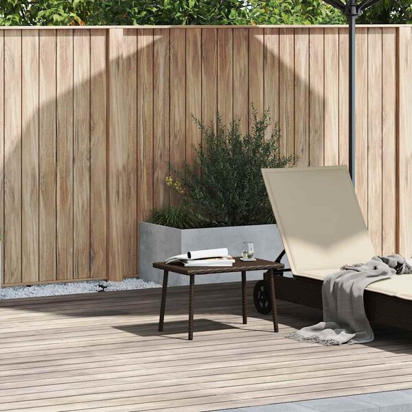 Téglalap barna polyrattan kerti dohányzóasztal 60x40x37cm