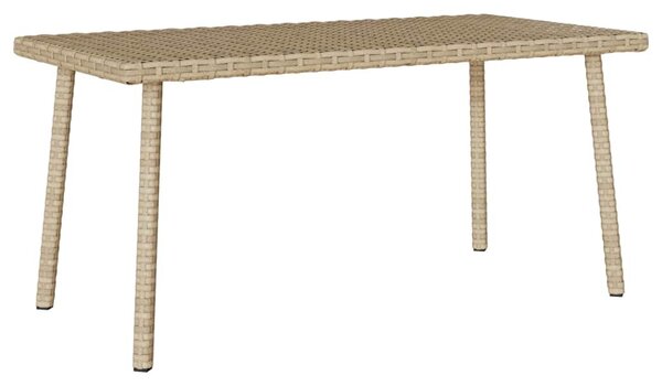 Téglalap bézs polyrattan kerti dohányzóasztal 80x40x37cm