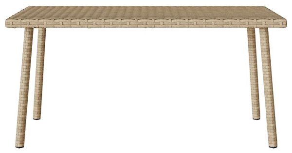 Téglalap bézs polyrattan kerti dohányzóasztal 80x40x37cm