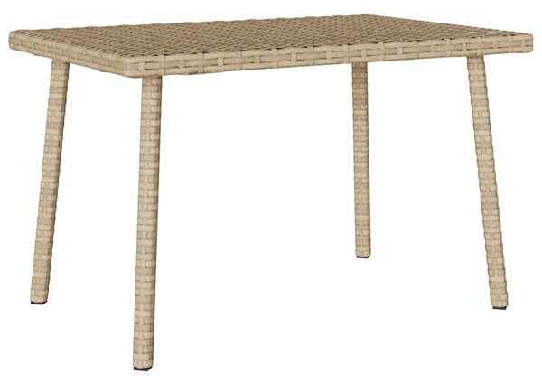 Téglalap bézs polyrattan kerti dohányzóasztal 60x40x37cm