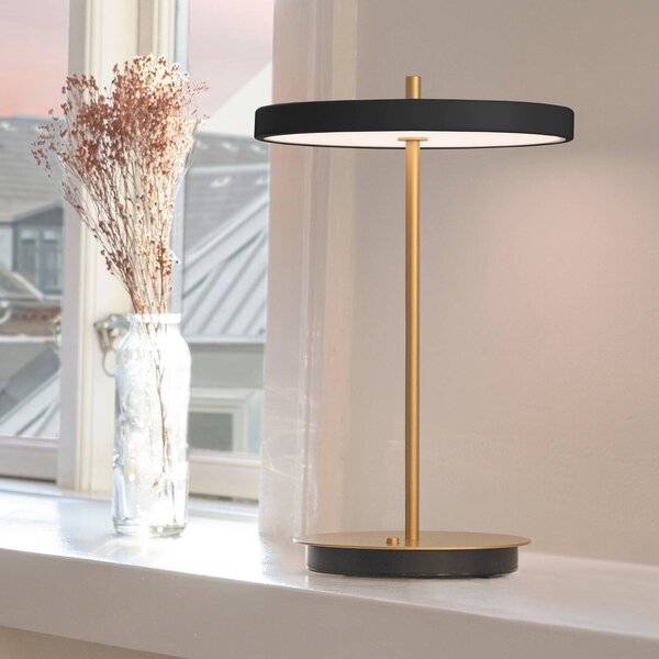 UMAGE LED-es újratölthető asztali lámpa Asteria Move fekete/réz 31 cm, dimmelhető, Sárgaréz / arany, Nappali / Étkező, fém, Dizájn