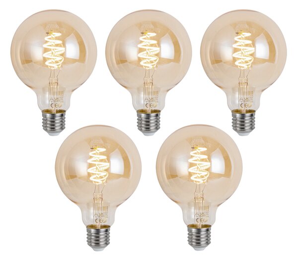 5 darabos intelligens E27 dimmelhető LED izzókészlet G95 borostyánsárga 4,9W 320 lm 2500K Zigbee