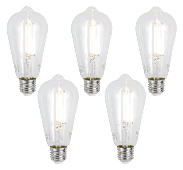 5 darabos intelligens E27 dimmelhető LED izzókészlet ST64 átlátszó 7W 806 lm 2700-6500K Zigbee