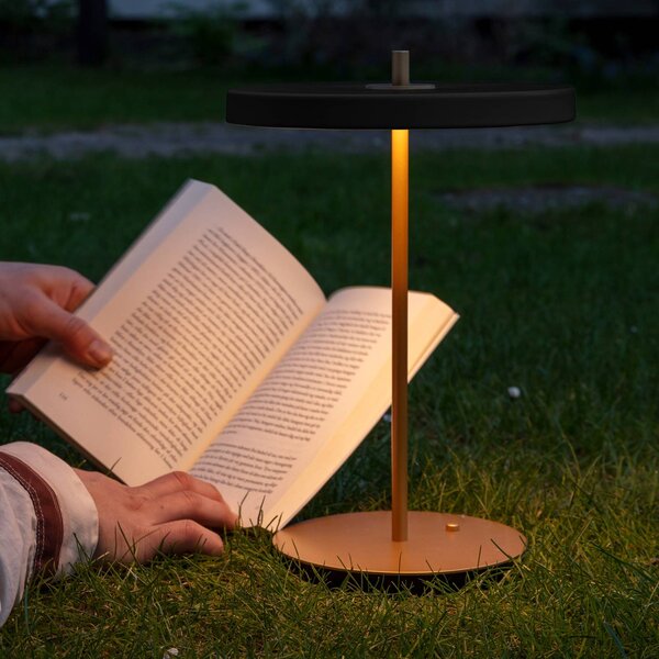 UMAGE LED-es újratölthető asztali lámpa Asteria Move fekete/réz 31 cm, dimmelhető, Sárgaréz / arany, Nappali / Étkező, fém, Dizájn