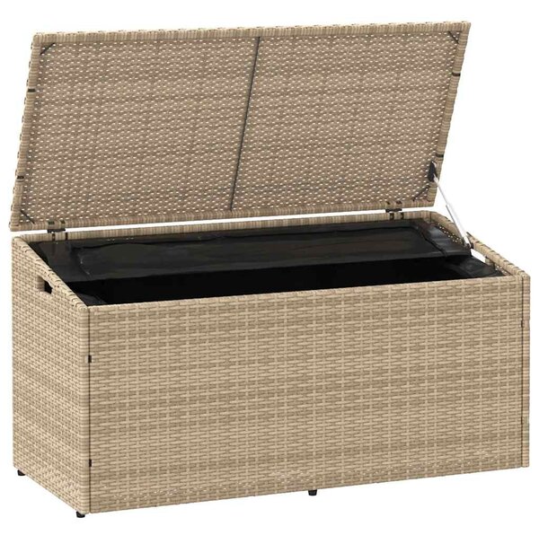 Bézs színű polyrattan kerti tárolóláda 110 x 50 x 58 cm