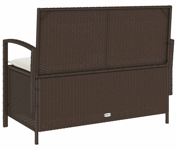 Barna polyrattan kerti tárolópad párnával
