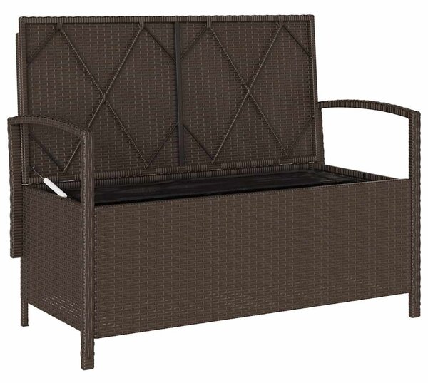 Barna polyrattan kerti tárolópad párnával