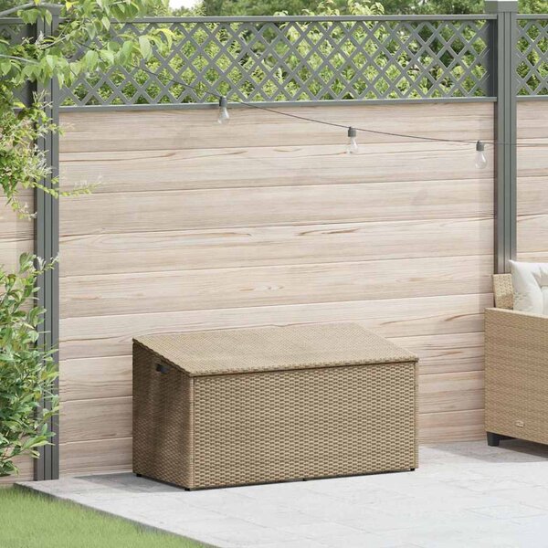 Bézs színű polyrattan kerti tárolóláda 110 x 50 x 58 cm