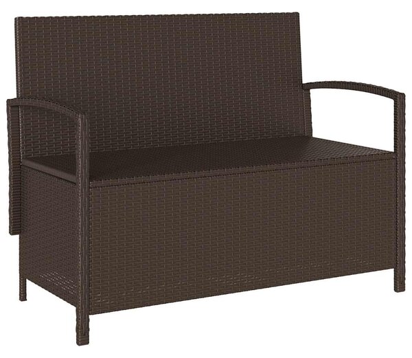 Barna polyrattan kerti tárolópad párnával