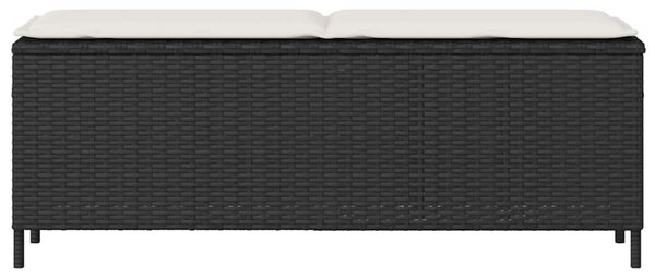 Fekete polyrattan kerti pad párnával 110x30x40,5 cm