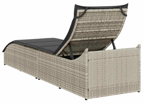 Összecsukható napozóágy párnával és tárolóval polyrattan