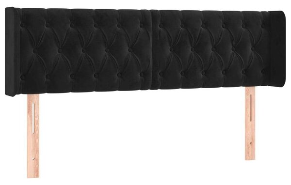 Fekete bársony led-es fejtámla 147 x 16 x 78/88 cm
