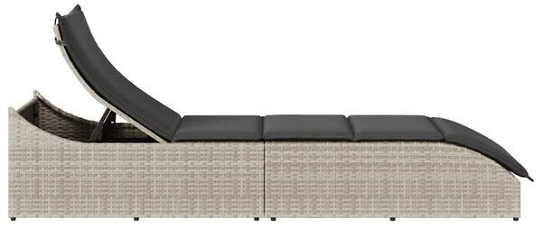 Összecsukható napozóágy párnával és tárolóval polyrattan