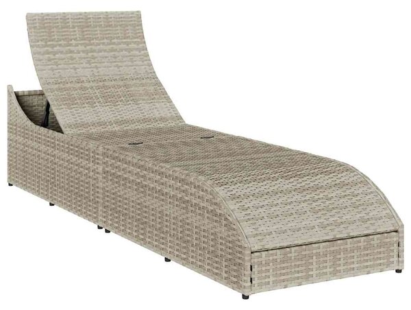 Összecsukható napozóágy párnával és tárolóval polyrattan