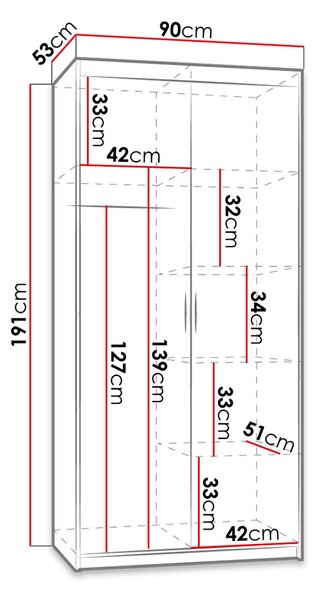 Gardróbszekrény Milica 2D (lefkas tölgy)