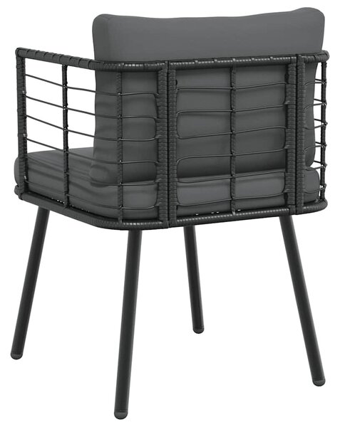 Fekete polyrattan kerti szék párnákkal