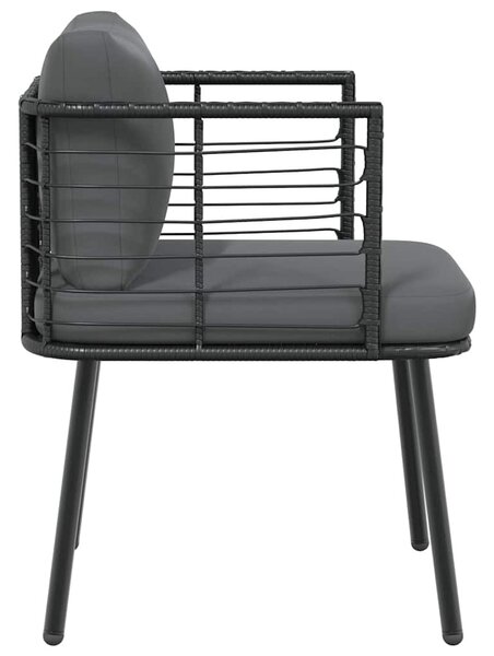 Fekete polyrattan kerti szék párnákkal