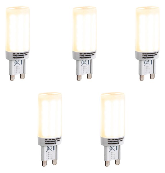 5 db G9 3 fokozatú dimmelhető LED izzó opál üveg 4,5W 500lm 2700K