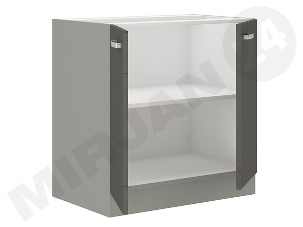 Alsó konyhaszekrény Milo 80 D 2F BB (szürke + fehér fényes)