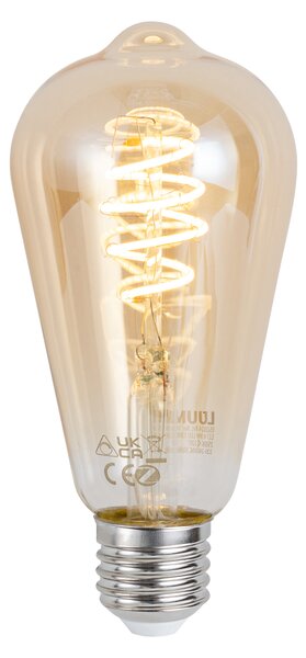 Okos E27 dimmelhető LED izzó ST64 borostyán 4.9W 320 lm 2500K Zigbee