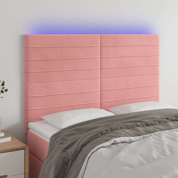VidaXL rózsaszín bársony LED-es fejtámla 144x5x118/128 cm