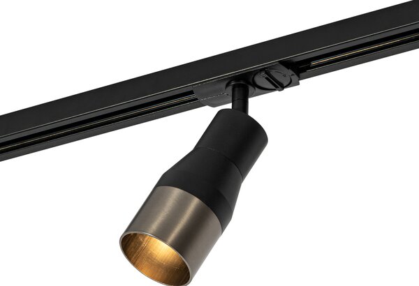 Modern fekete spot lámpa fegyveres szürkével, 1 fázisú sínrendszerhez GU10 50mm - Iconic Kohua