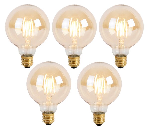 5 db E27 3 fokozatú dimmelhető LED izzó G95 Goldline 5W 530lm 2200K szett