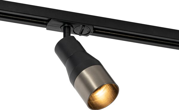 Modern fekete spot lámpa fegyveres szürkével, 1 fázisú sínrendszerhez GU10 50mm - Iconic Kohua