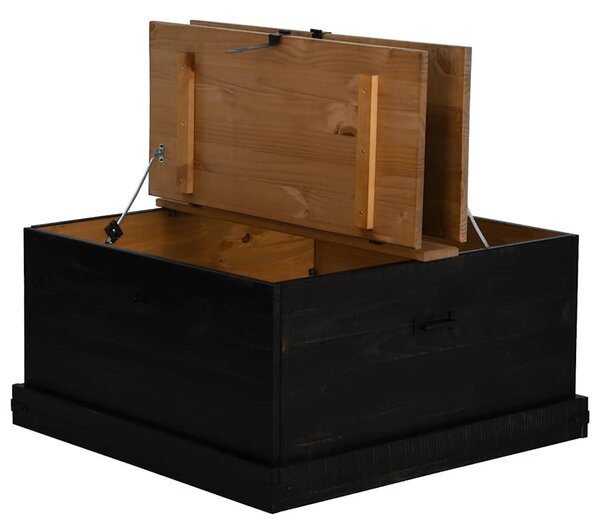 Fekete tömör fenyőfa HALDEN tárolószekrény 91x91x47 cm