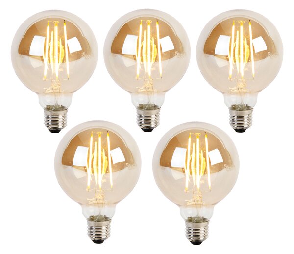 5 db E27 3 fokozatú dimmelhető LED izzó G95 arany üveg 5W 380lm 2200K