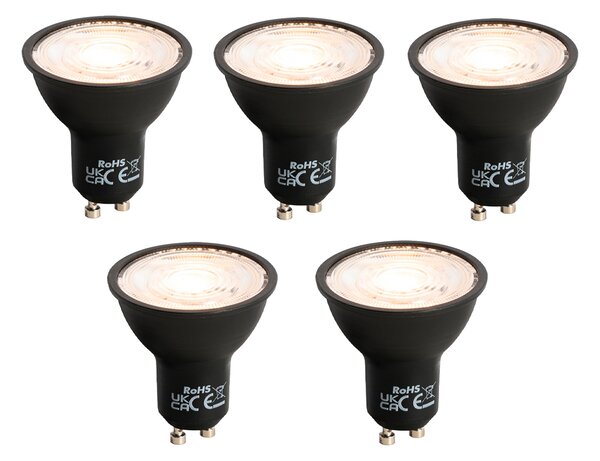 5 db GU10 dimmelhető LED izzó szett fekete 6W 500lm 2700K