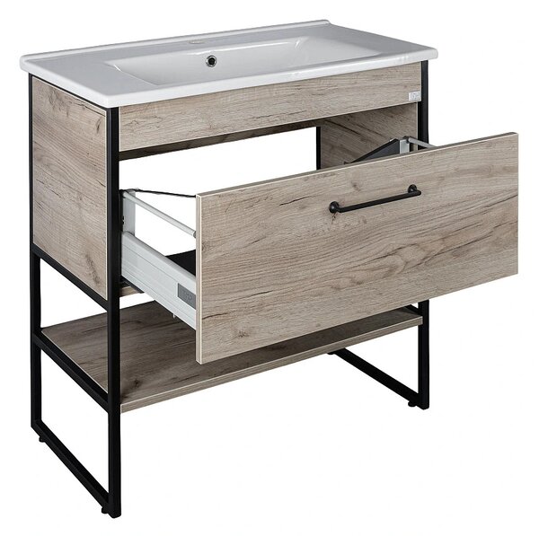 TMP IRON 85 álló fürdőszobabútor - Sanovit ATRIA 9085 porcelán mosdóval - 85 x 45,5cm